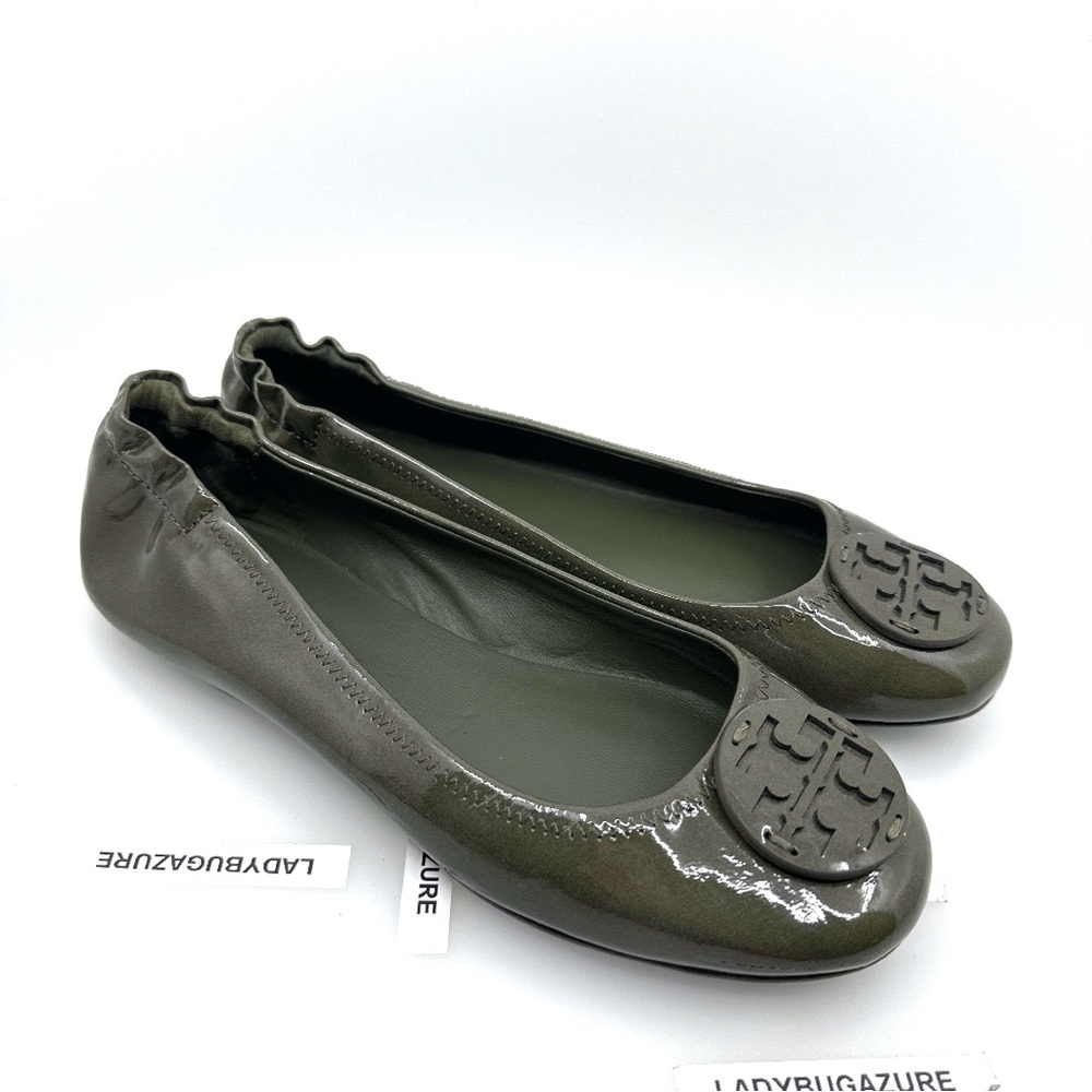 NWOB with dust bag TORY BURCH Minnie Travel Ballet Flats Patent Leather-Size 7.5